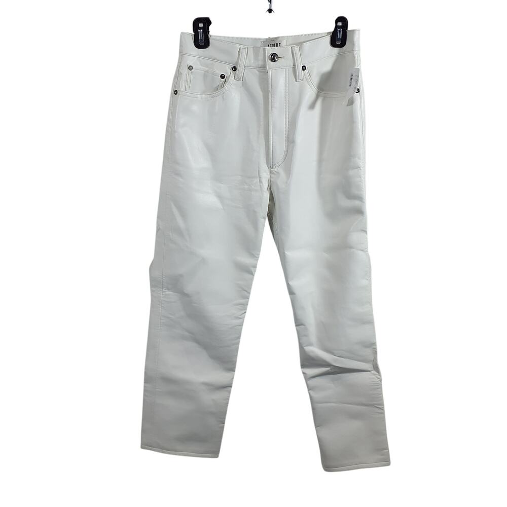Agolde Recycled Leather White 90s Pinch Waist Size 27 Denim Jeans NWT - Picture 2 of 5